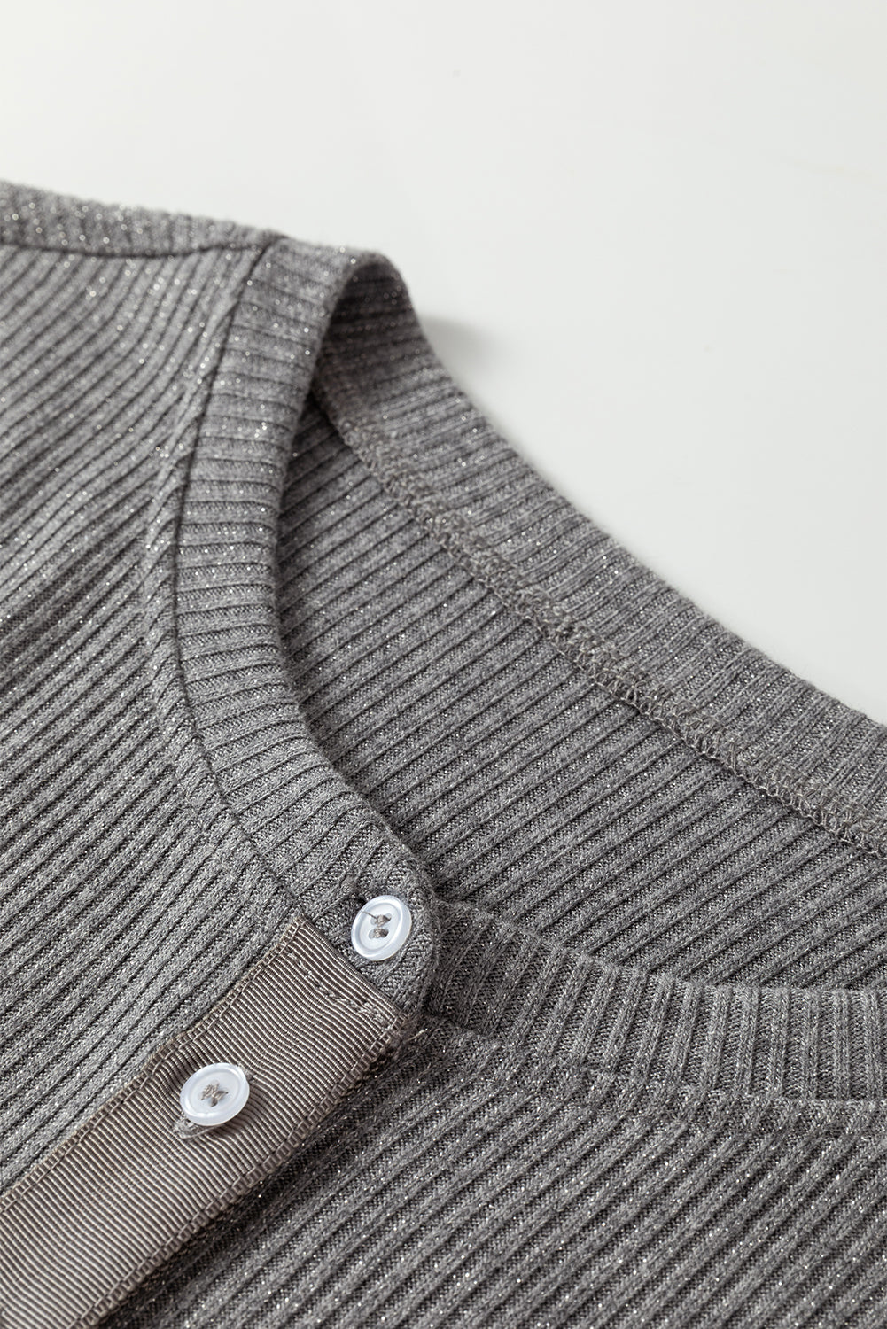 Ribbed Knit Button Down Slim Top