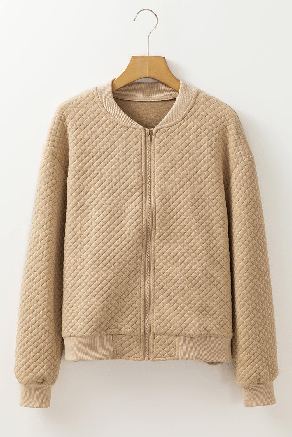 Textured Baseball Collar Jacket