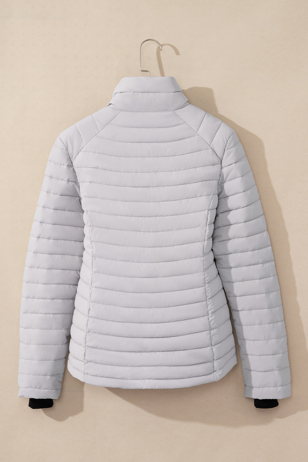 Silver Quilted Zip-up Puffer Jacket