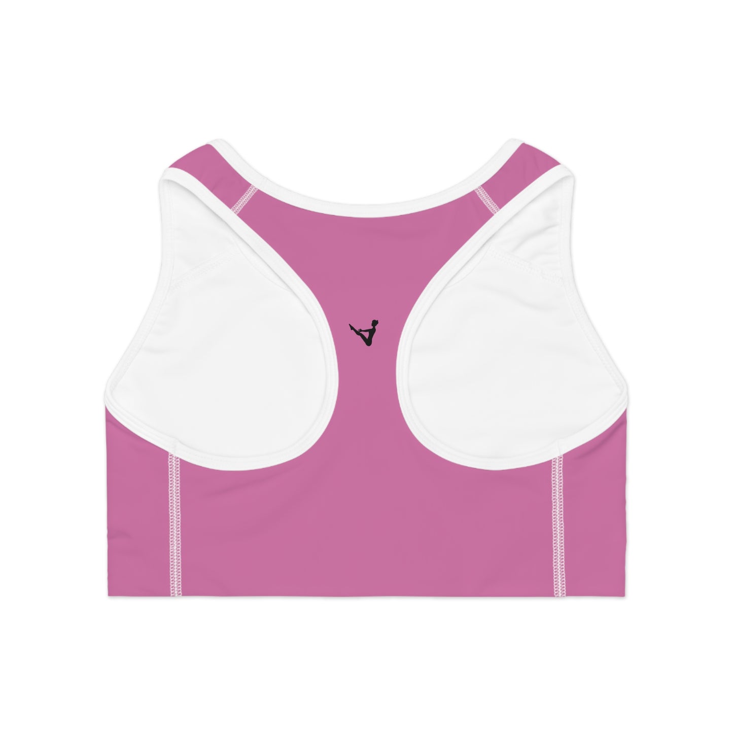 Pink Moisture-Wicking Sports Bra with White or Black Stitching