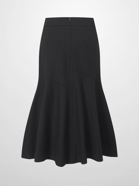 Wool Blend Short Panel Skirt-Black-1