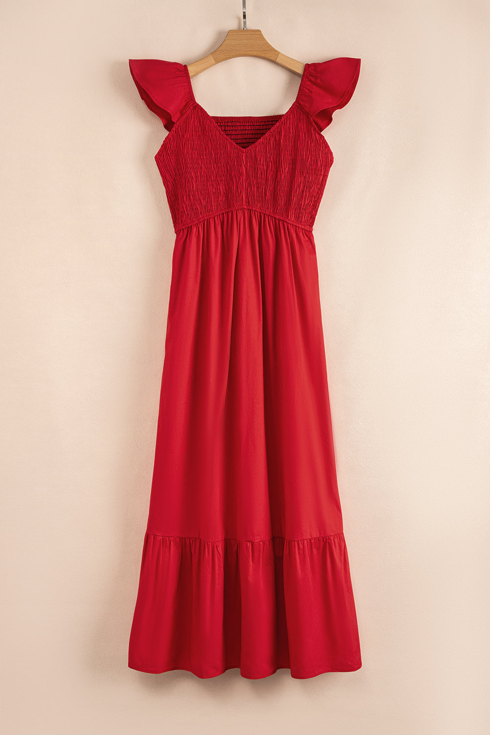 Flutter Sleeve Smocked Maxi Dress