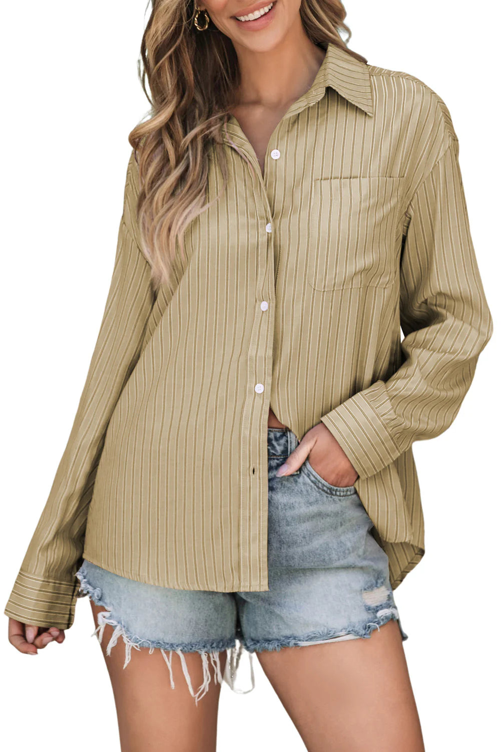 Striped Button Down Long Sleeve Shirt in multiple colors