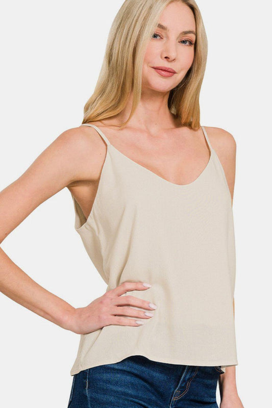 Zenana Two Layered Spaghetti Strap Cami-0
