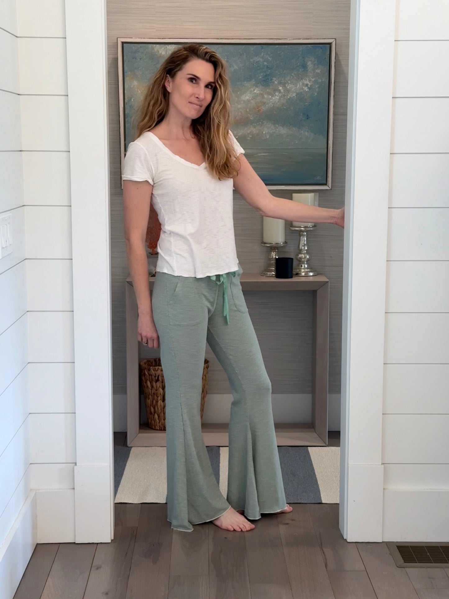 Ribbed Knit Lounge Pants in natural