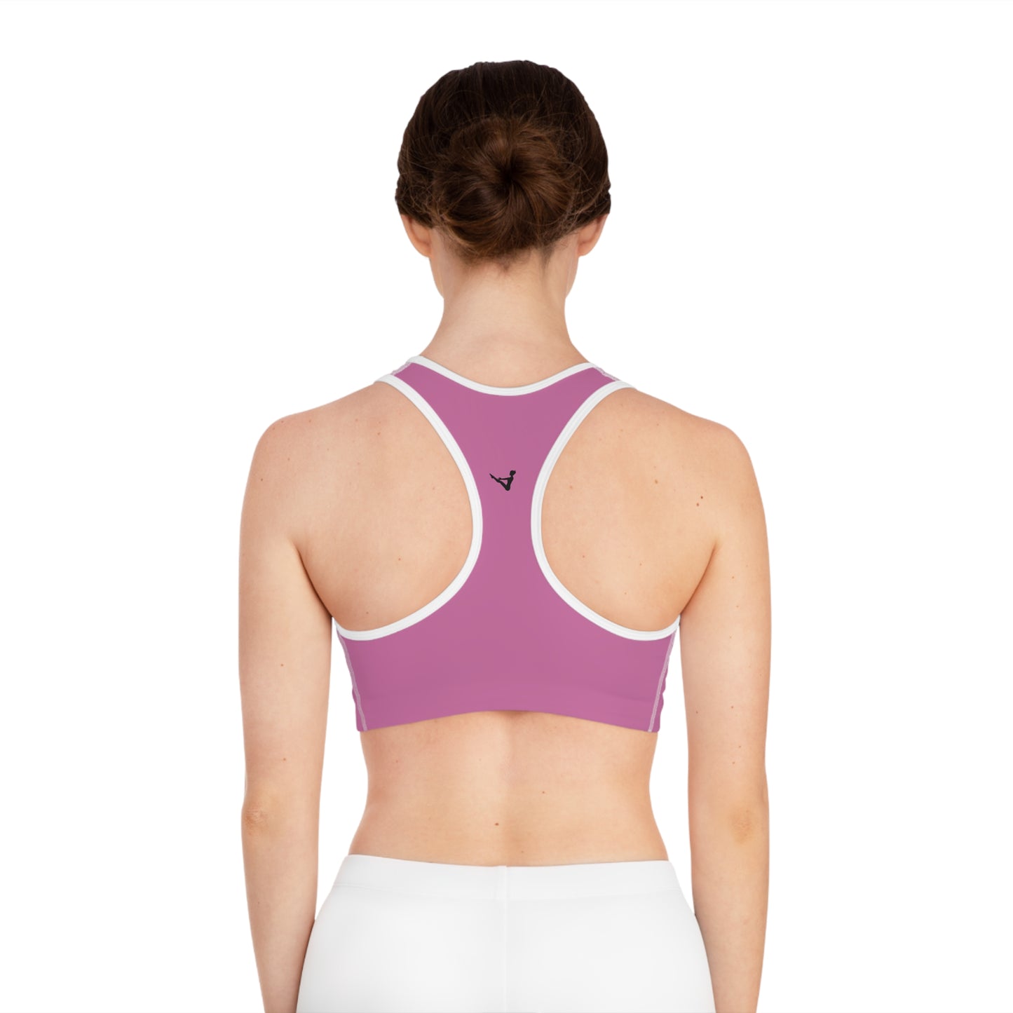 Pink Moisture-Wicking Sports Bra with White or Black Stitching