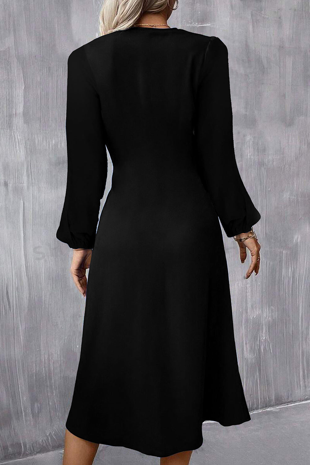 Ruched Long Sleeve Midi Dress in multiple colors