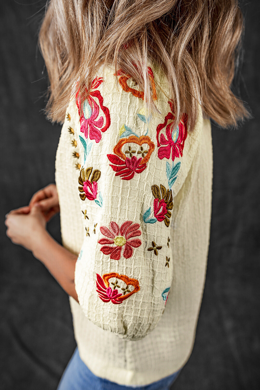 August Floral Embroidered Puff Sleeve Blouse-2