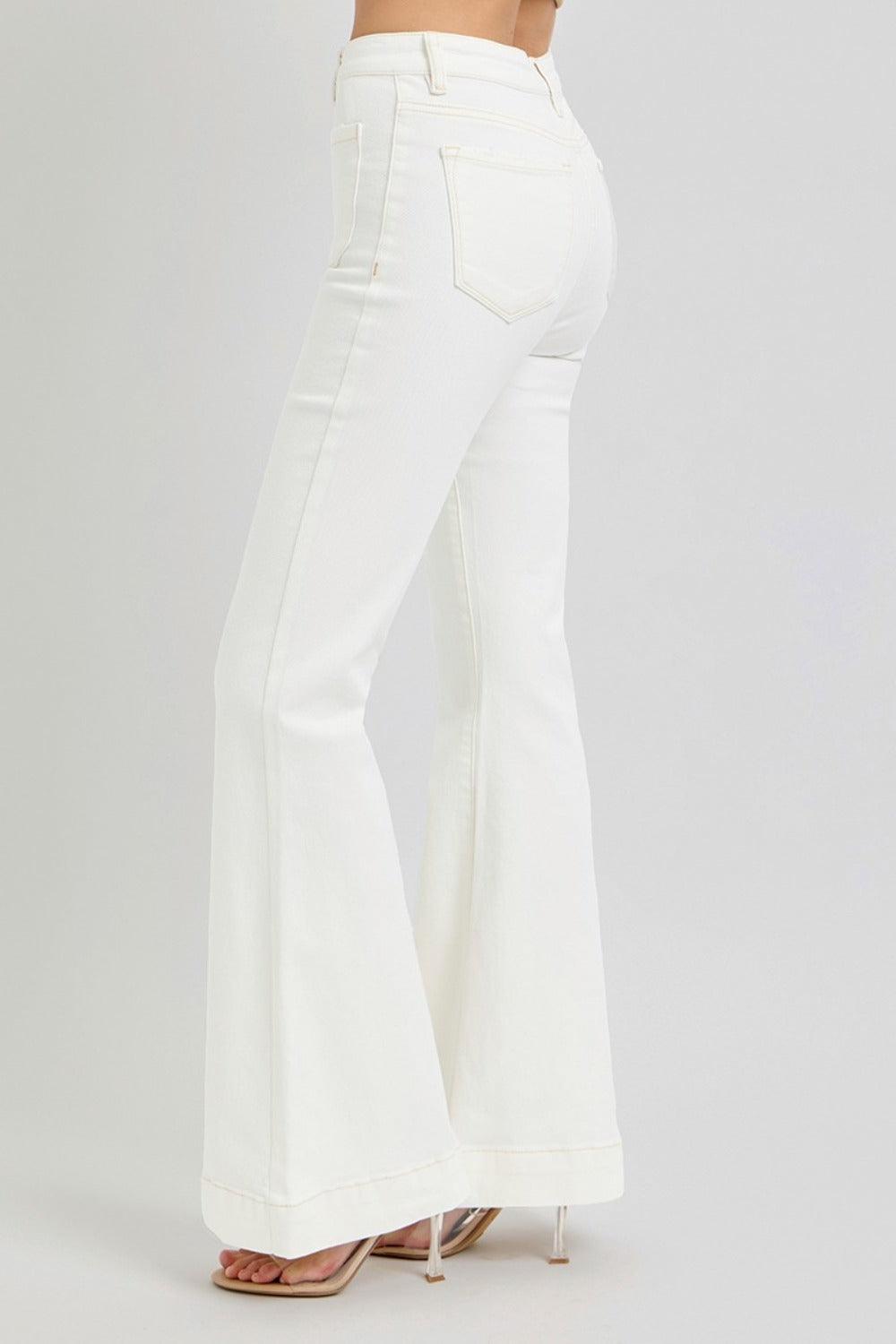 RISEN Full Size High Rise Front Patch Pocket Flare Jeans-2