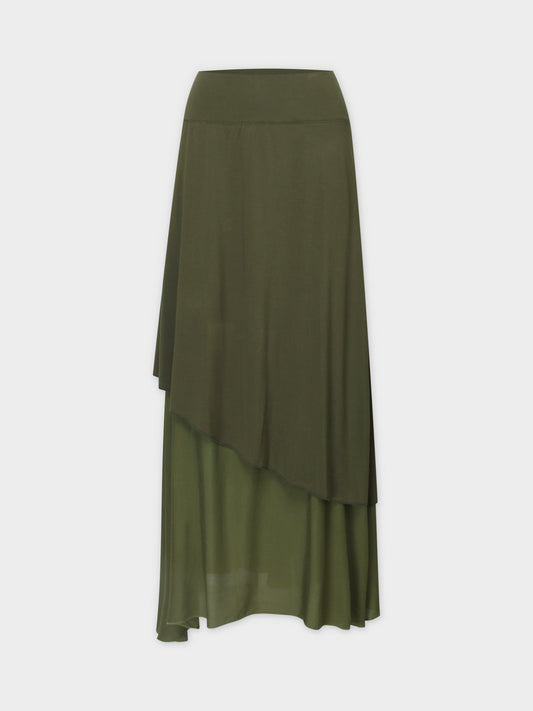 DOUBLE LAYER SKIRT-OLIVE-0