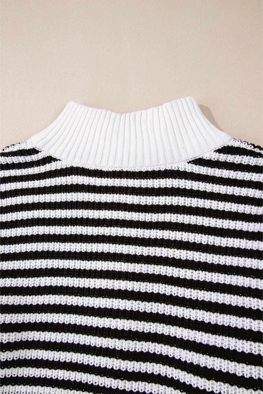 Striped 3/4 Zip Collared Sweater