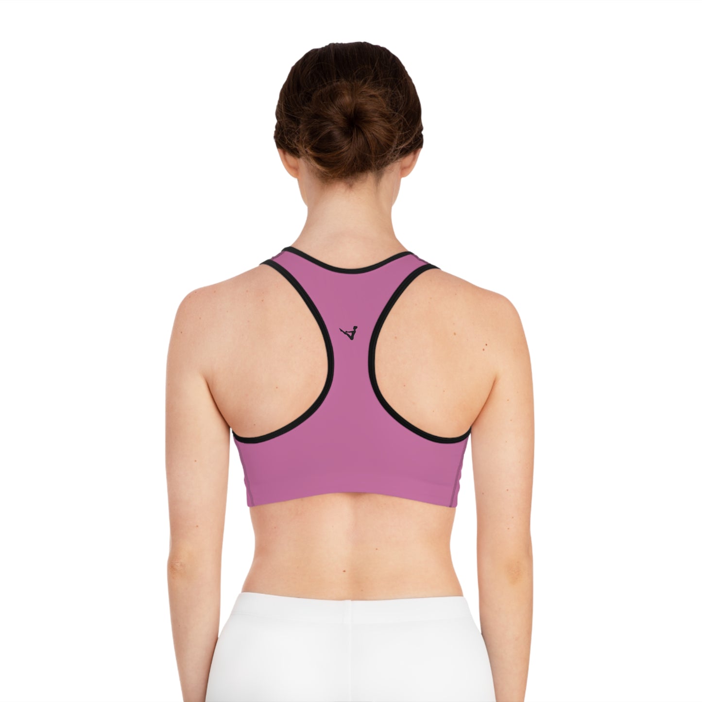 Pink Moisture-Wicking Sports Bra with White or Black Stitching