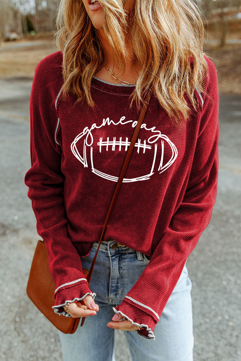 Football Thermal Graphic Knit Top