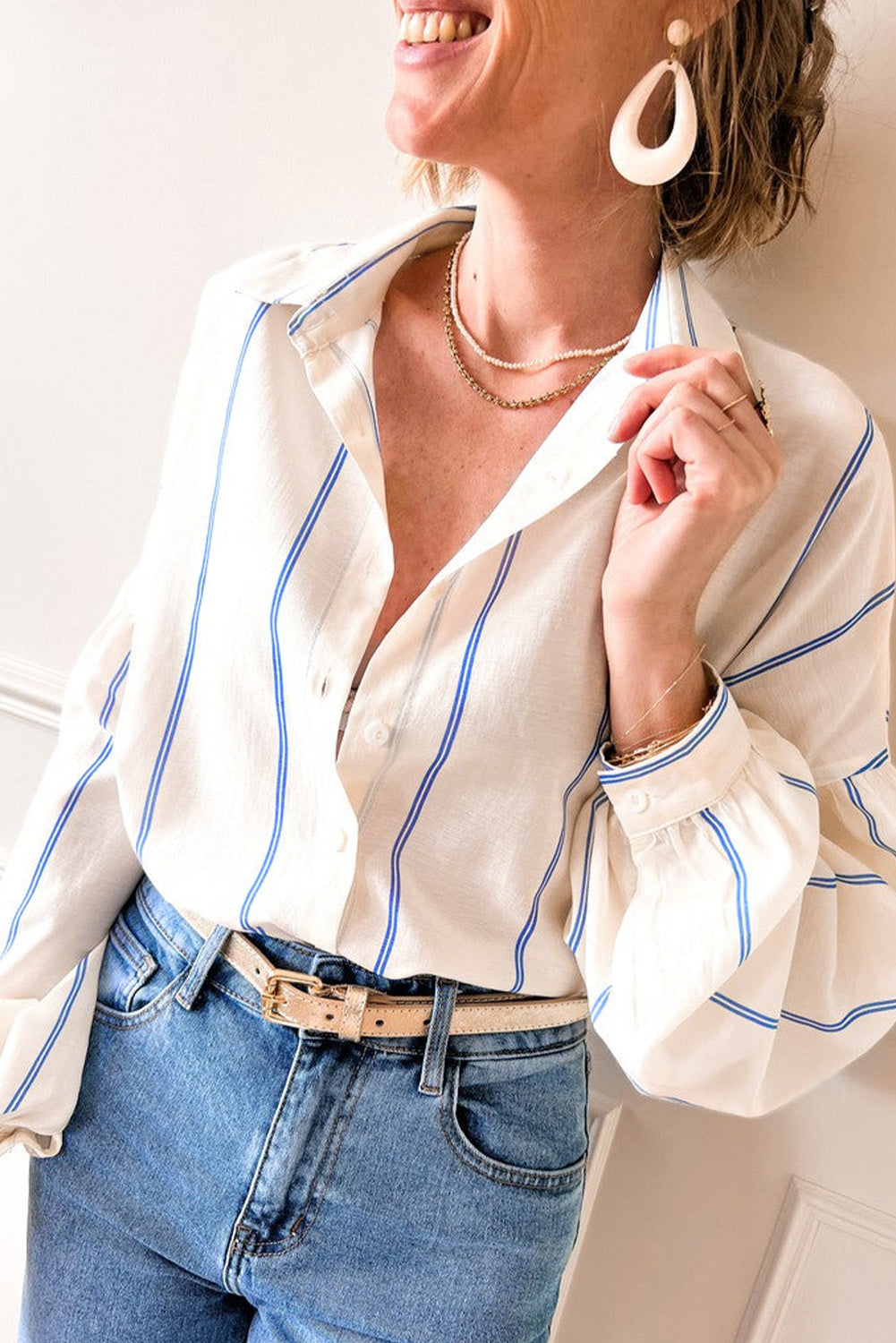 Drop Shoulder Stripe Shirt