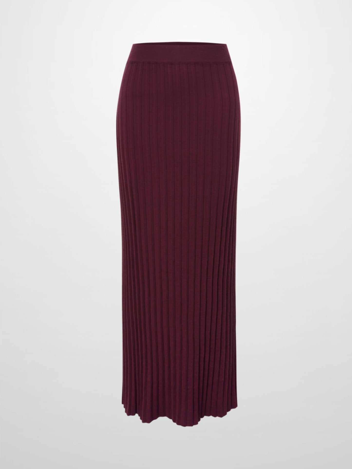 Knit Ribbed Maxi Skirt-Burgundy-0