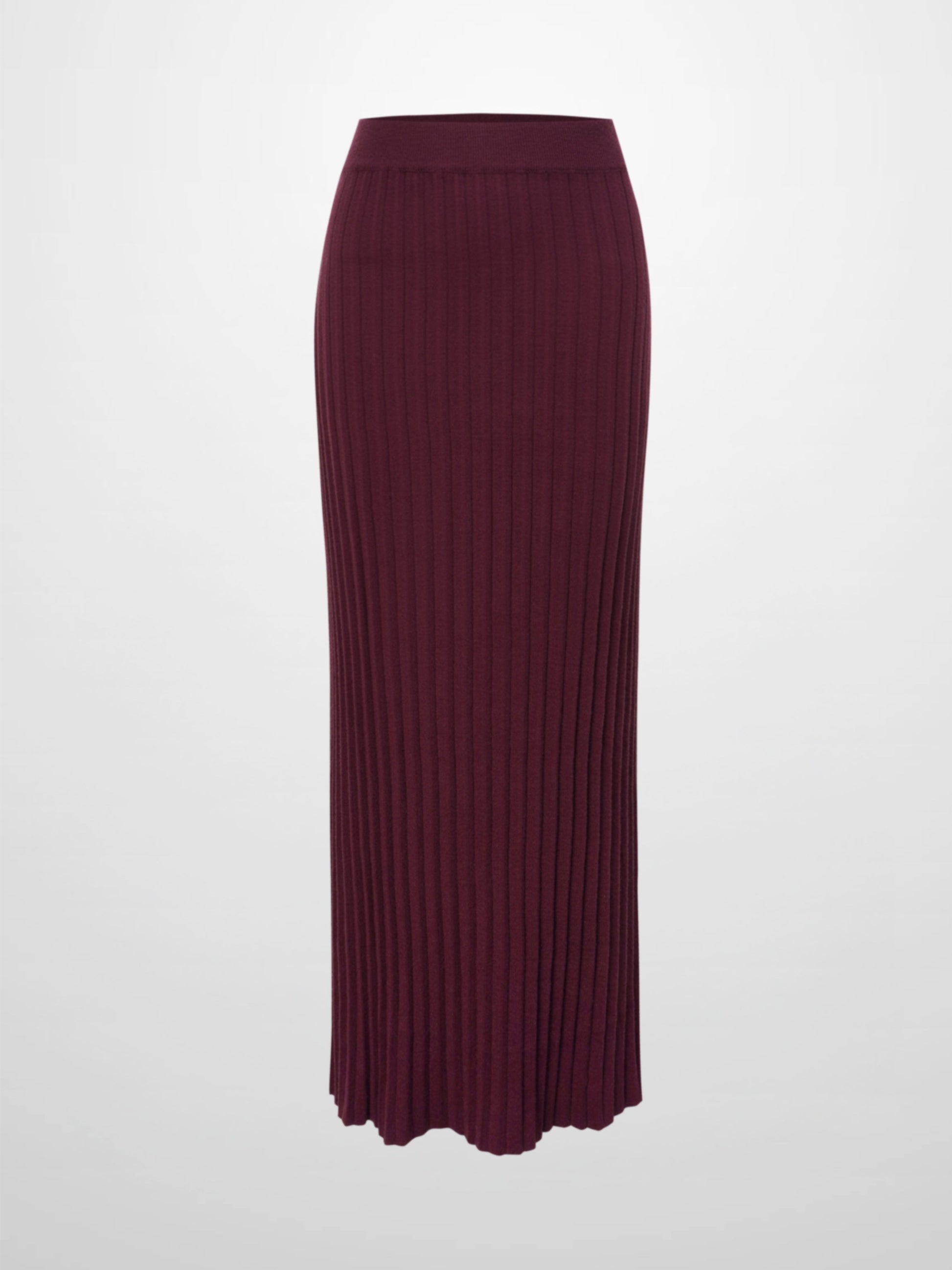 Knit Ribbed Maxi Skirt-Burgundy-0