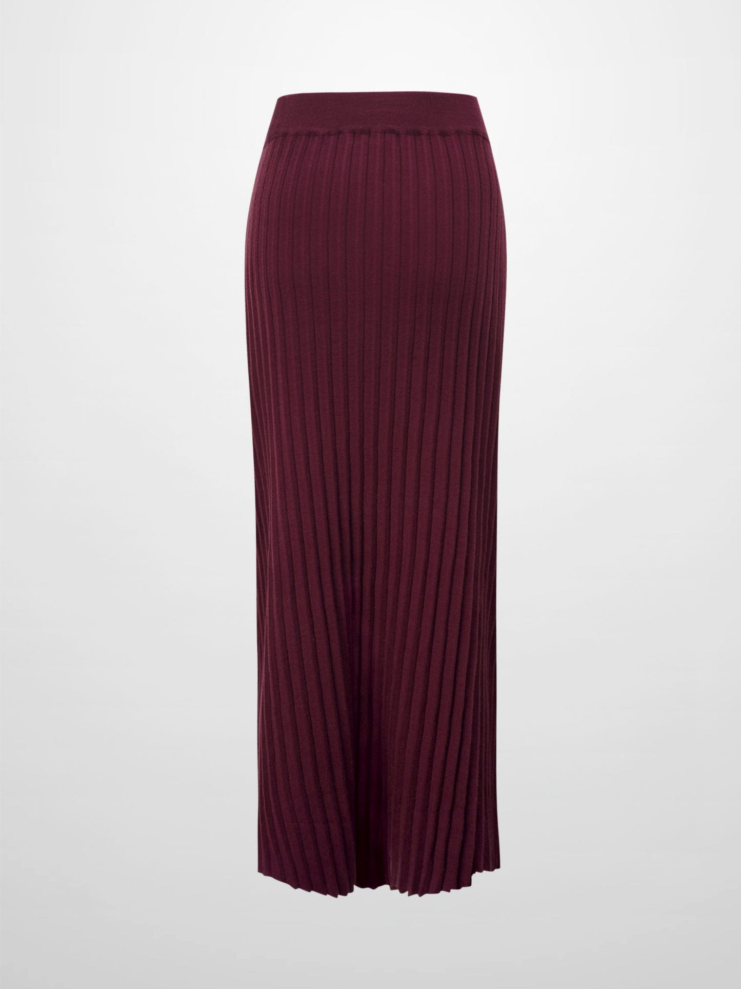 Knit Ribbed Maxi Skirt-Burgundy-1