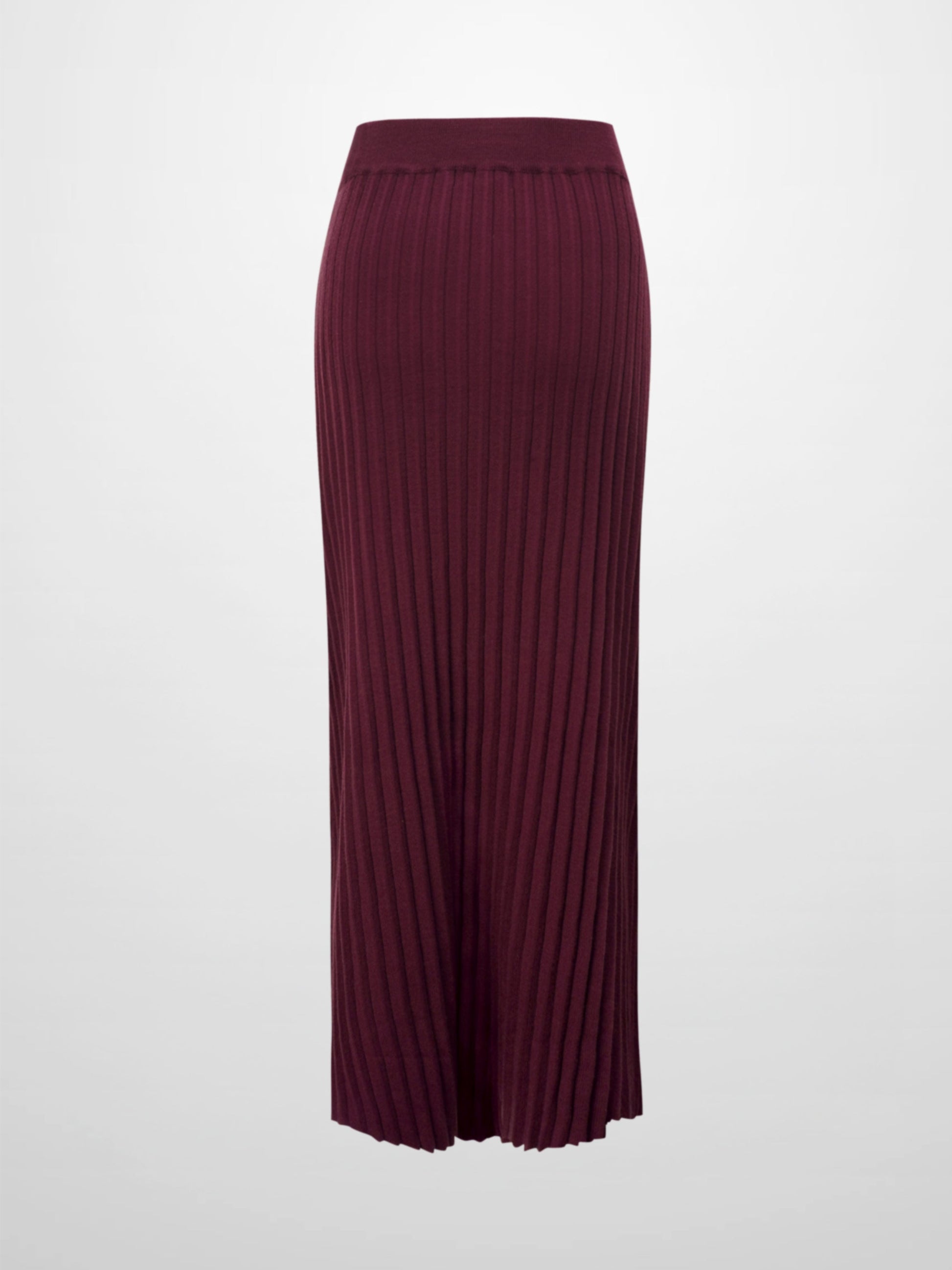 Knit Ribbed Maxi Skirt-Burgundy-1