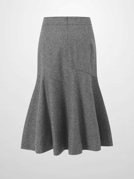 Wool Blend Short Panel Skirt-Charcoal Grey-1