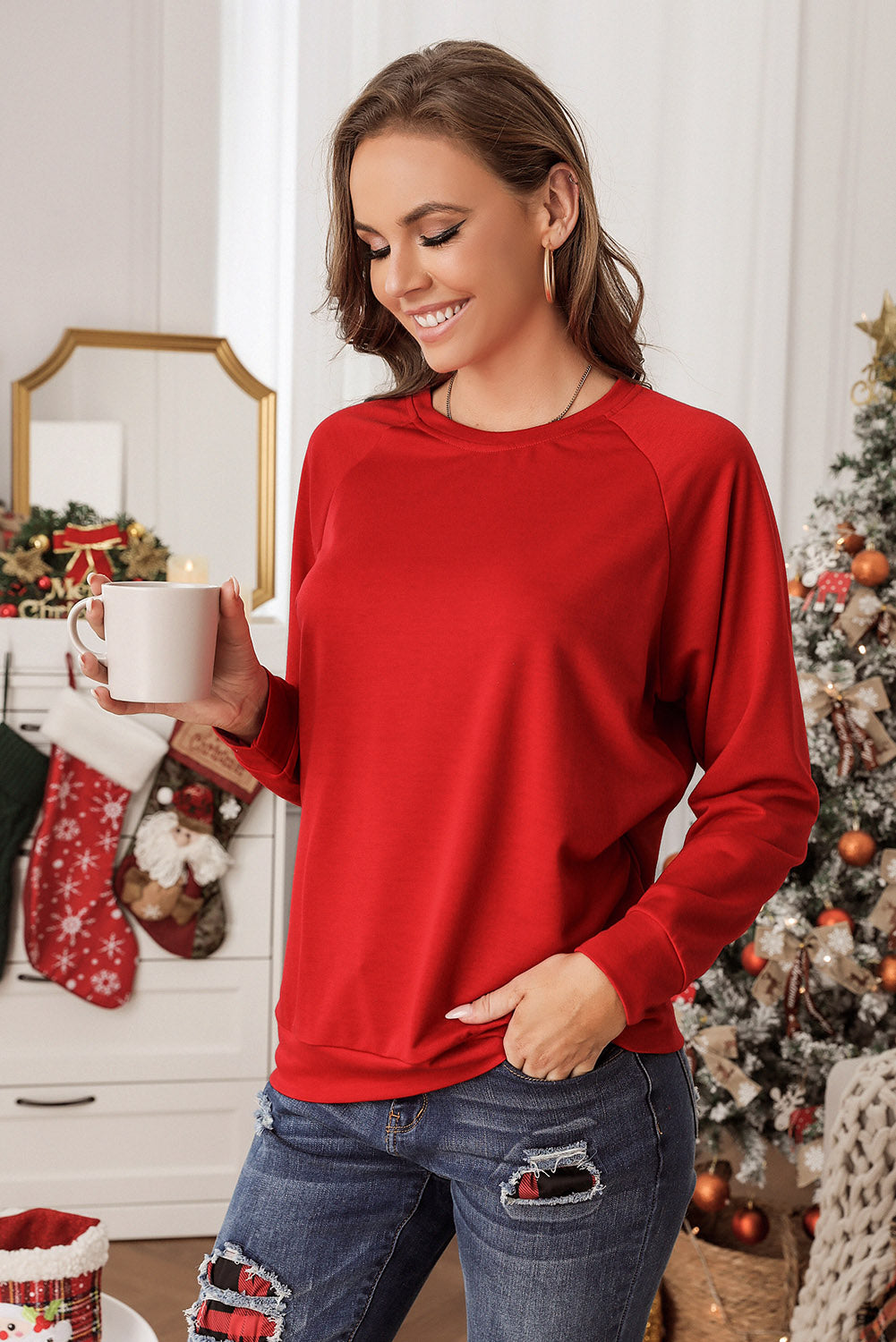 Red Raglan Sweatshirt