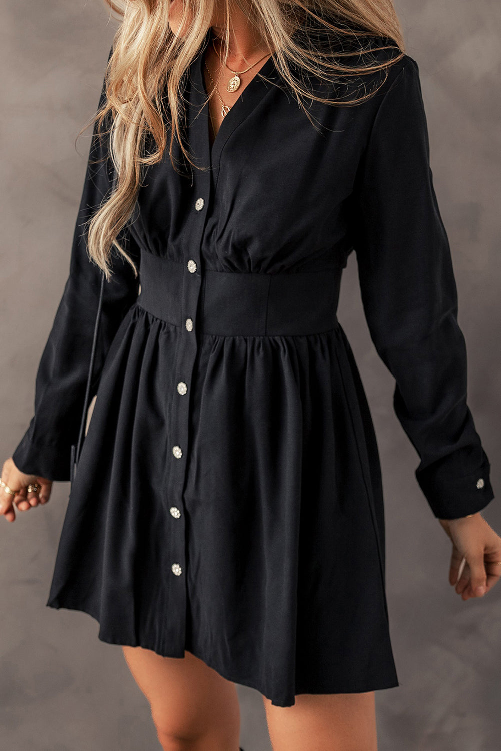 Cinched Waist Mini Shirt Dress