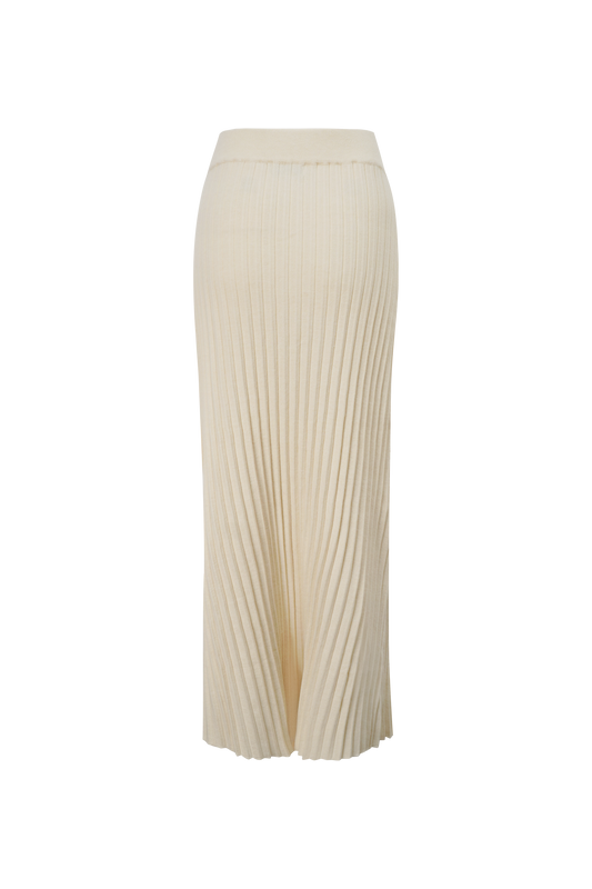 Knit Ribbed Maxi Skirt in Ivory-1