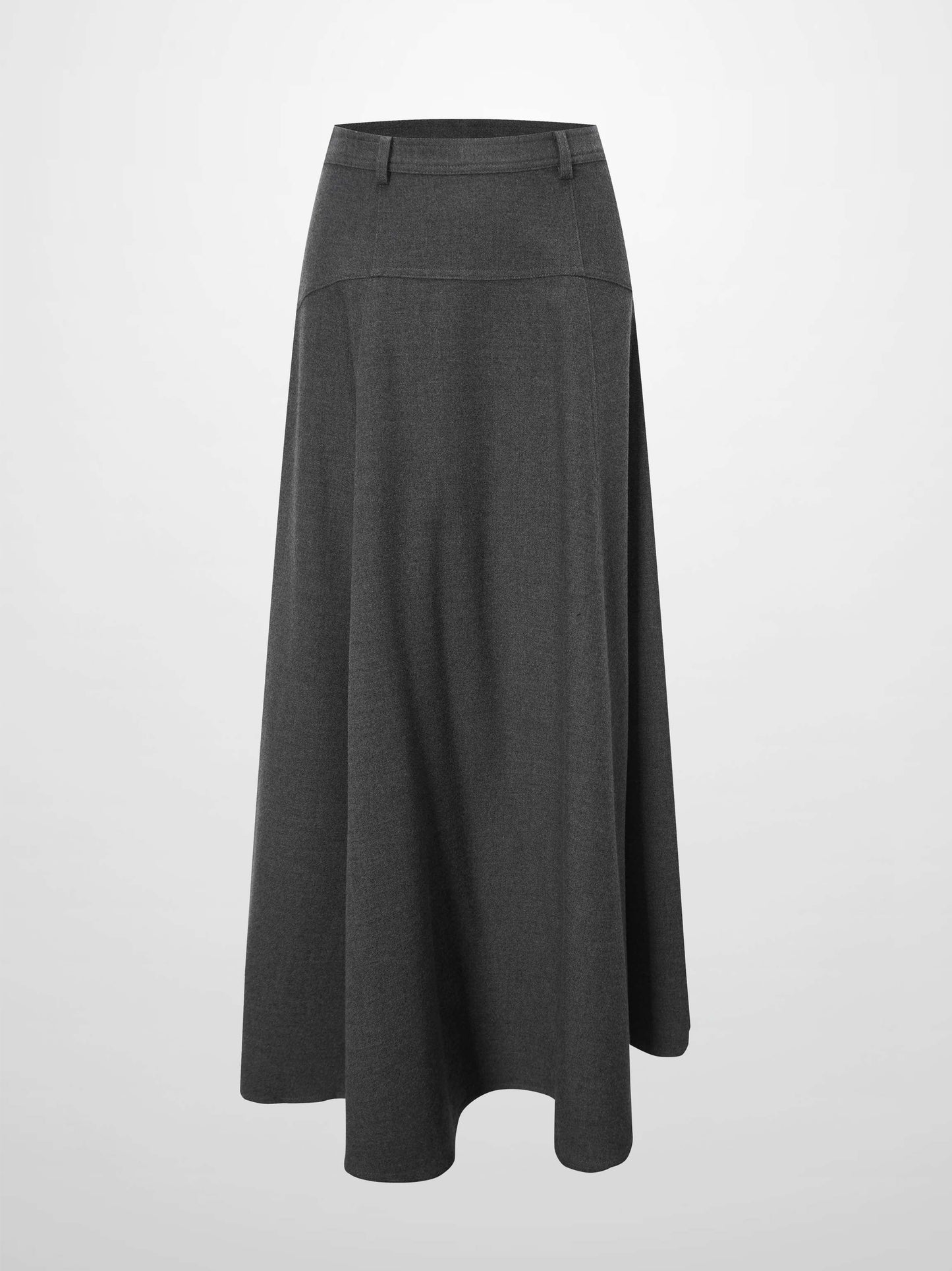 Wool Blend Yoke Skirt 37"-Grey-0
