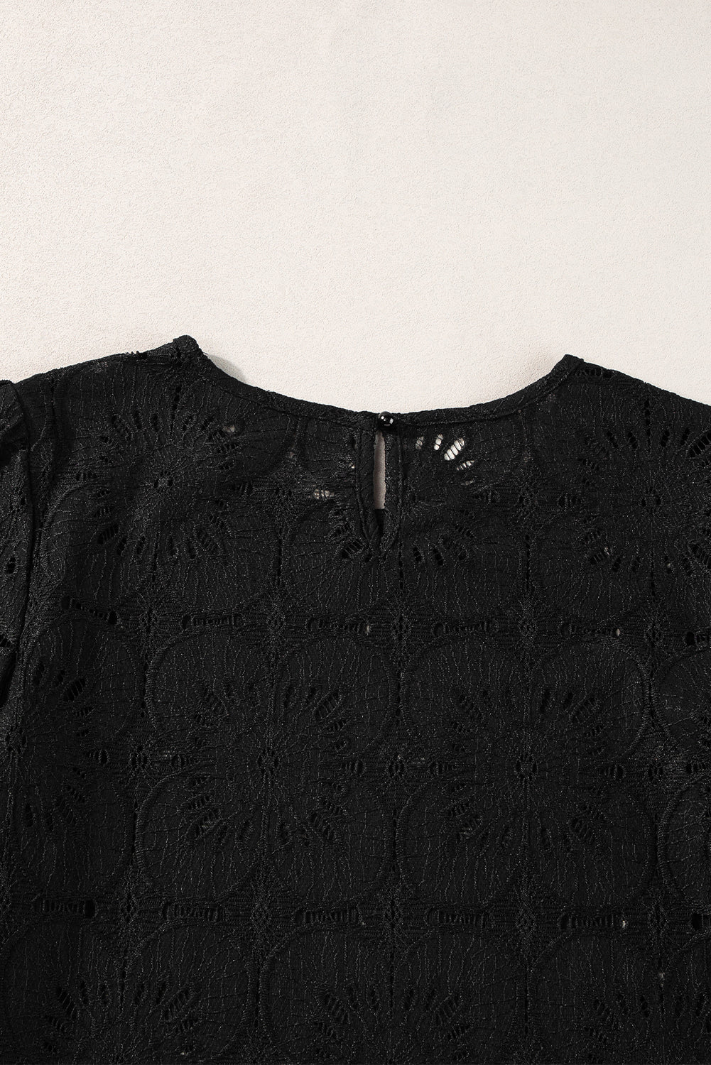 Eyelet Jacquard Keyhole Blouse