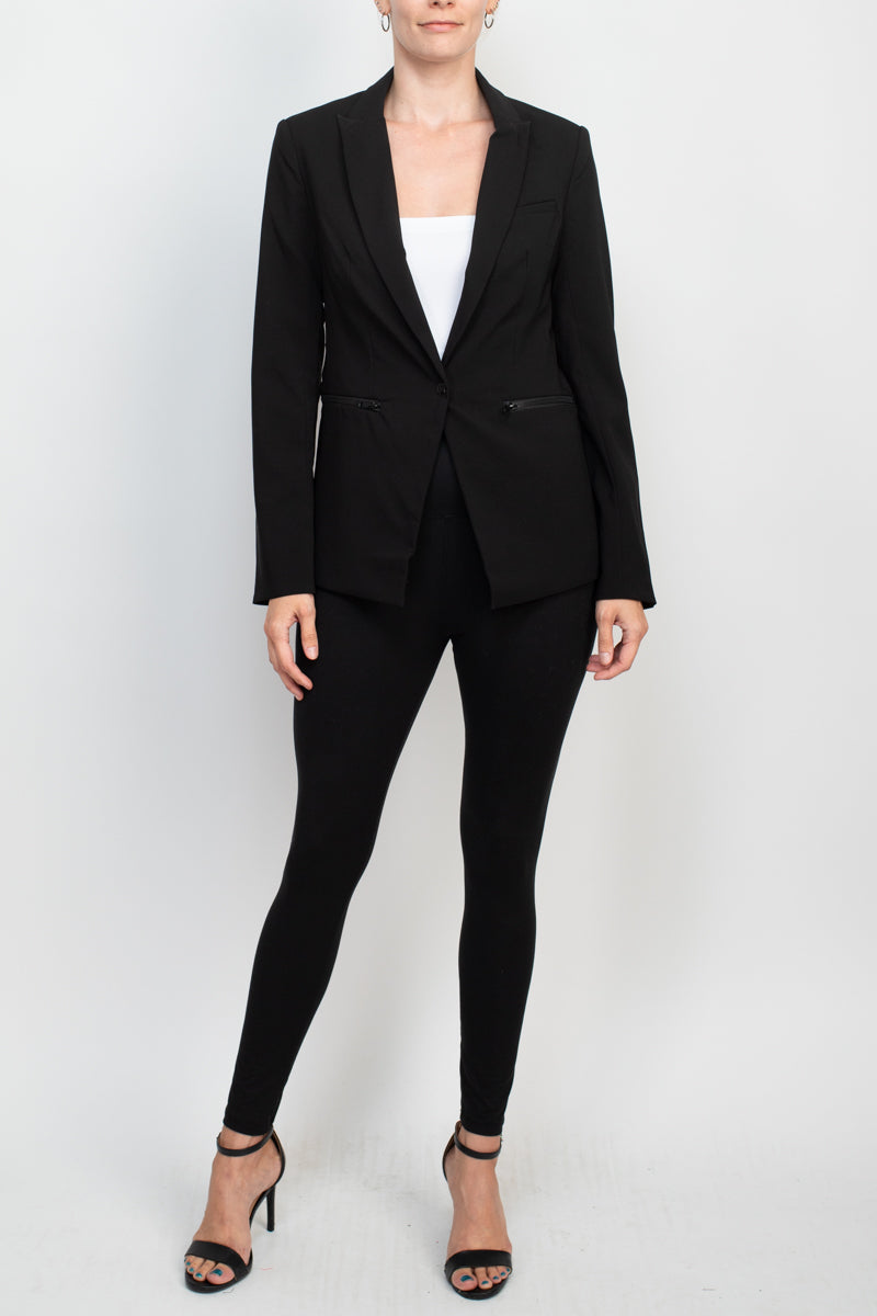 Irina Woven blazer with zipper pocket