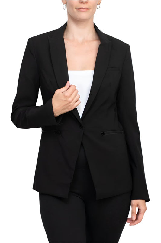 Irina Woven blazer with zipper pocket