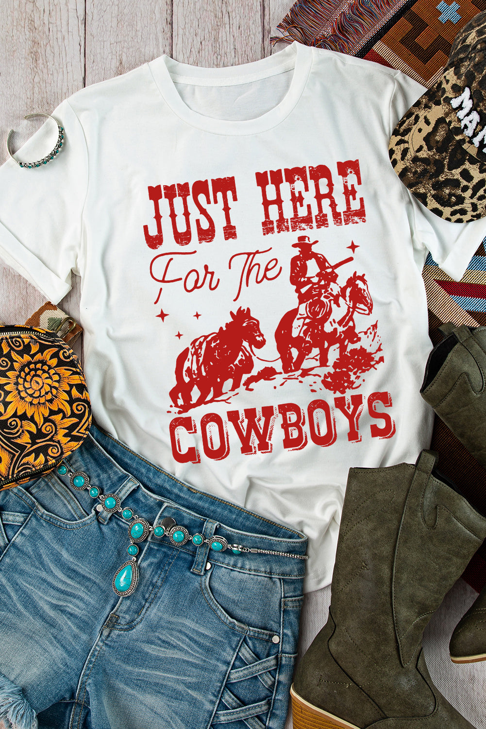 Just Here for the Cowboys Graphic T Shirt