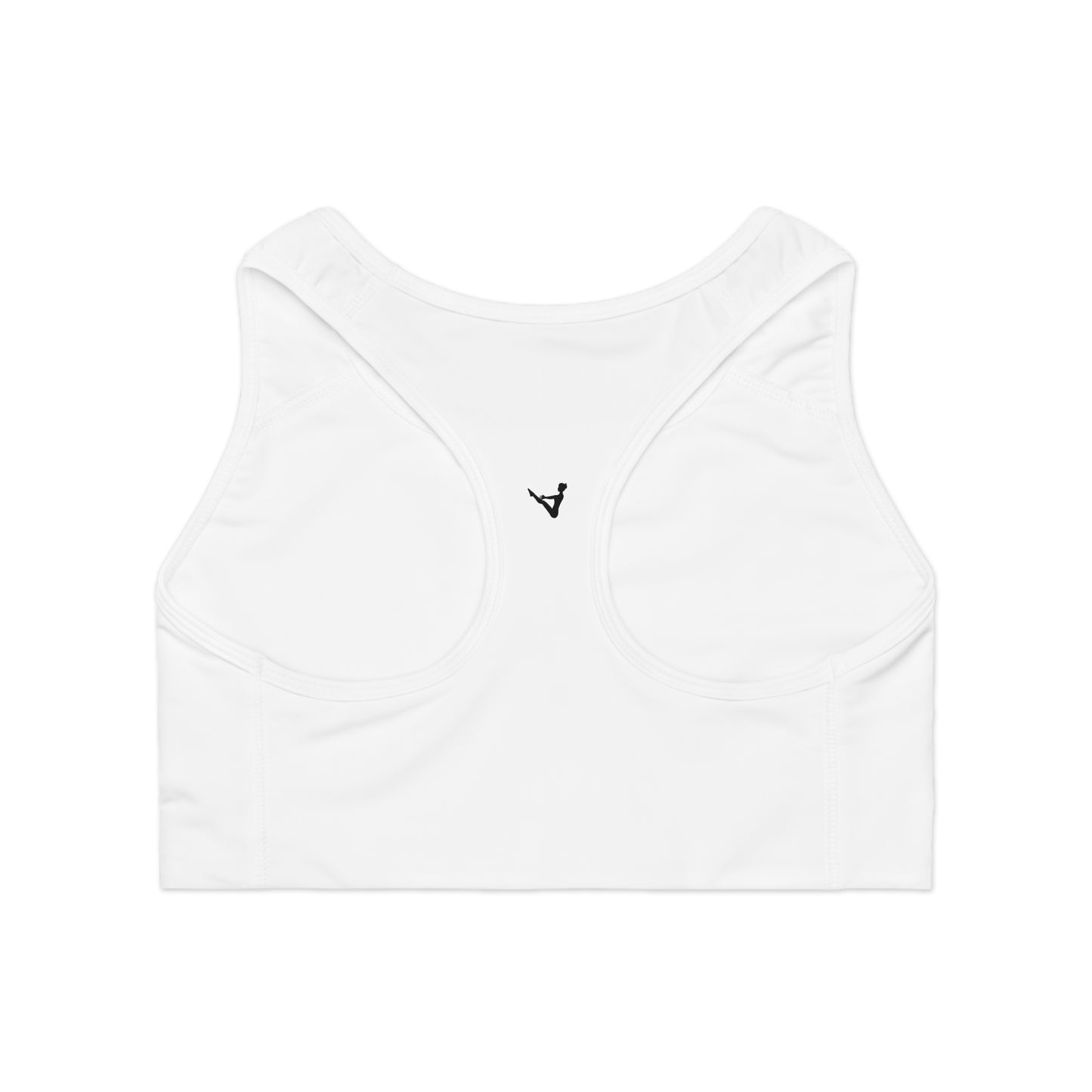 White Moisture-Wicking Sports Bra with White or Black Stitching