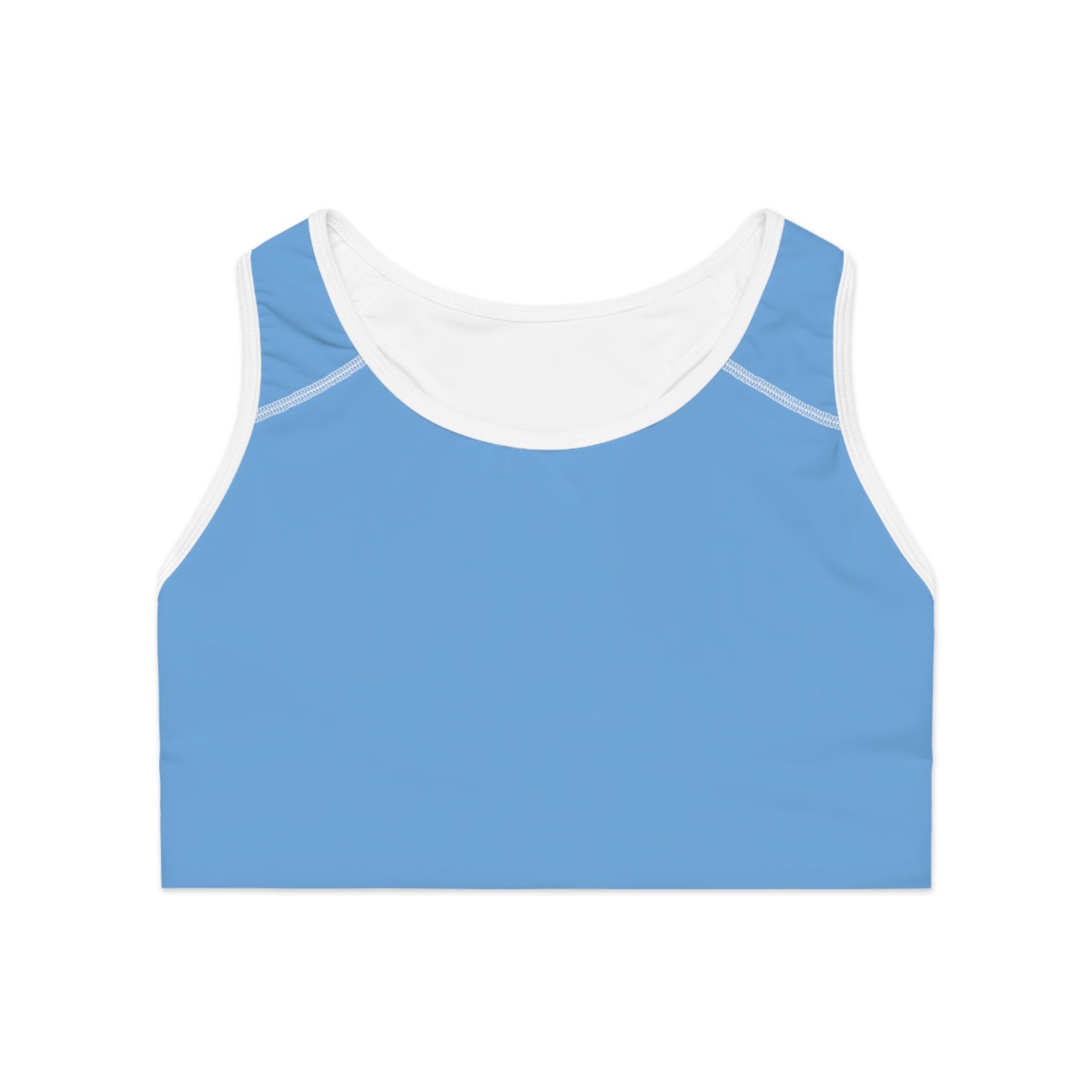 Blue Moisture-Wicking Sports Bra with White or Black Stitching