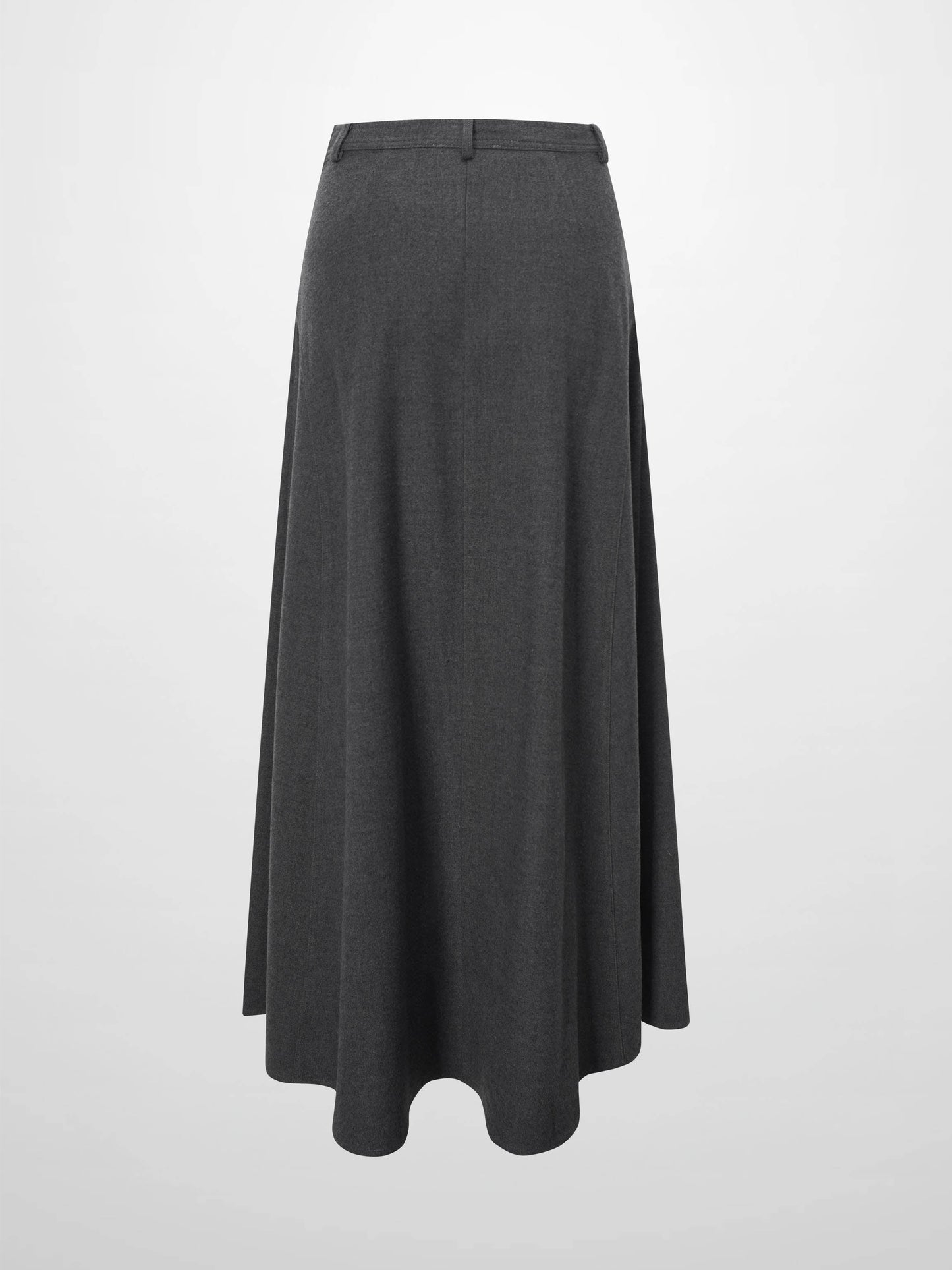 Wool Blend Yoke Skirt 37"-Grey-1