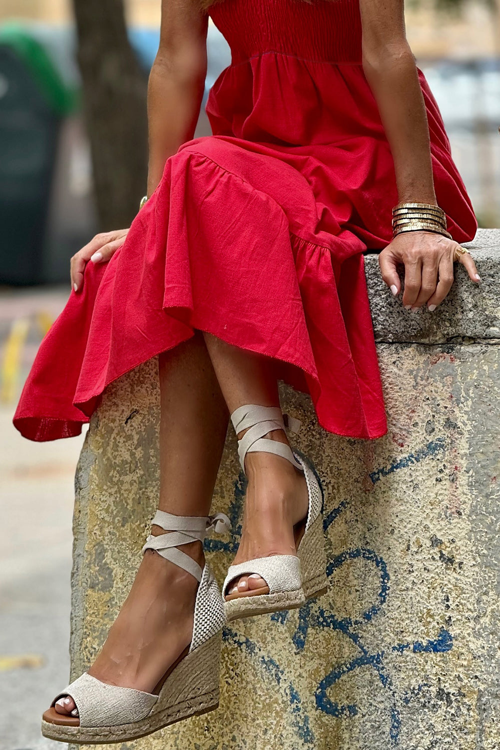 Flutter Sleeve Smocked Maxi Dress