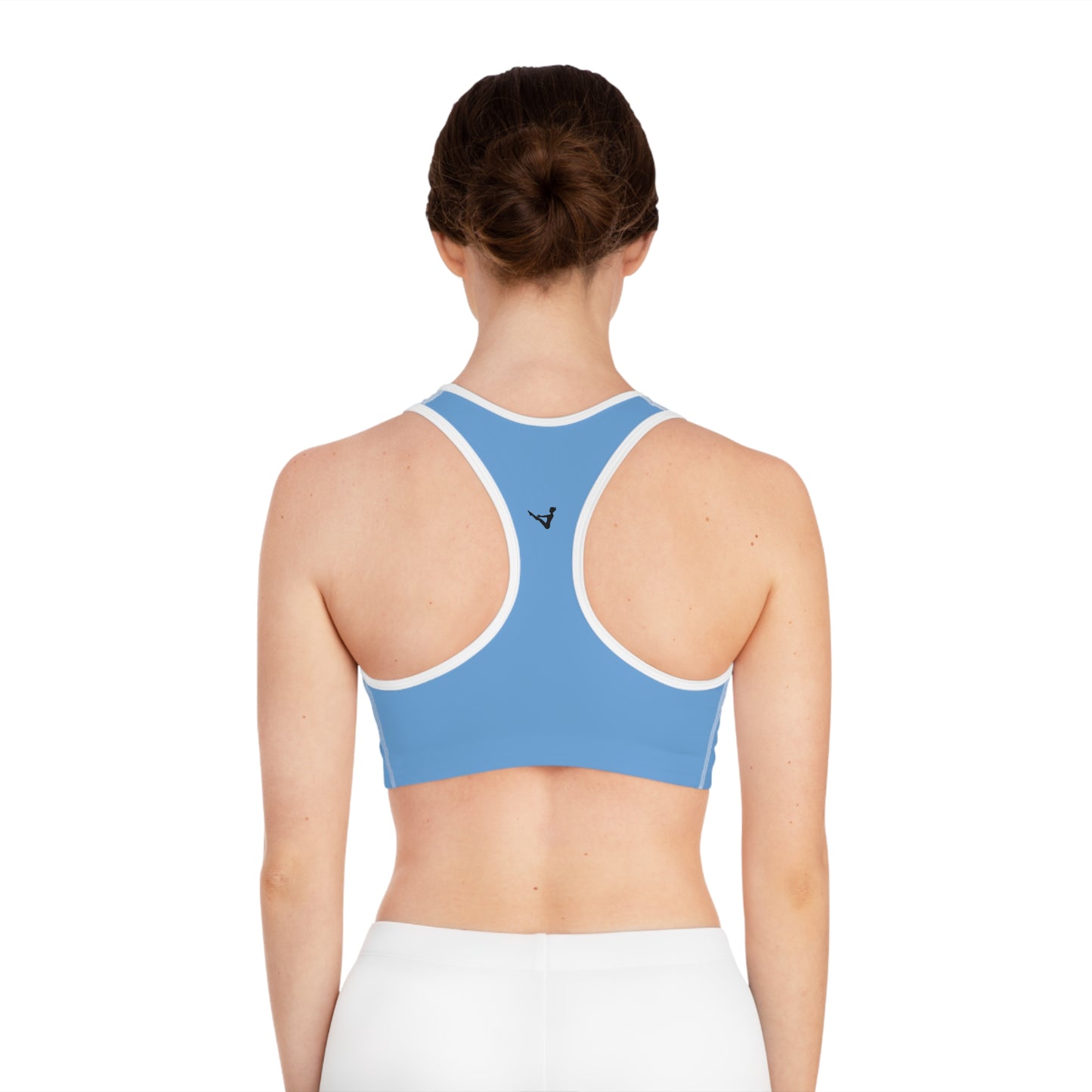 Blue Moisture-Wicking Sports Bra with White or Black Stitching