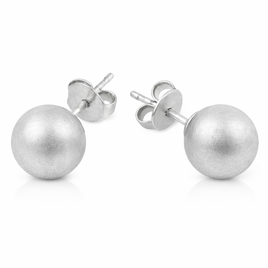 Brushed Allie Bead Stud Earrings in gold and silver