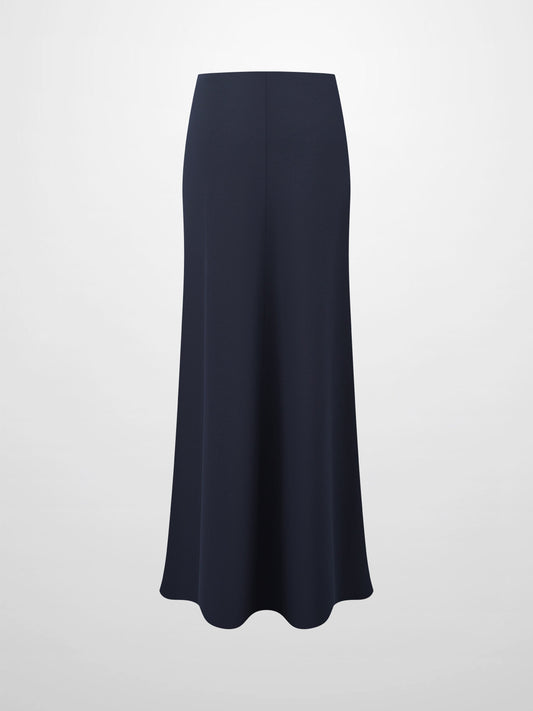 Basic A-Line Seamed Maxi Skirt-Navy-1