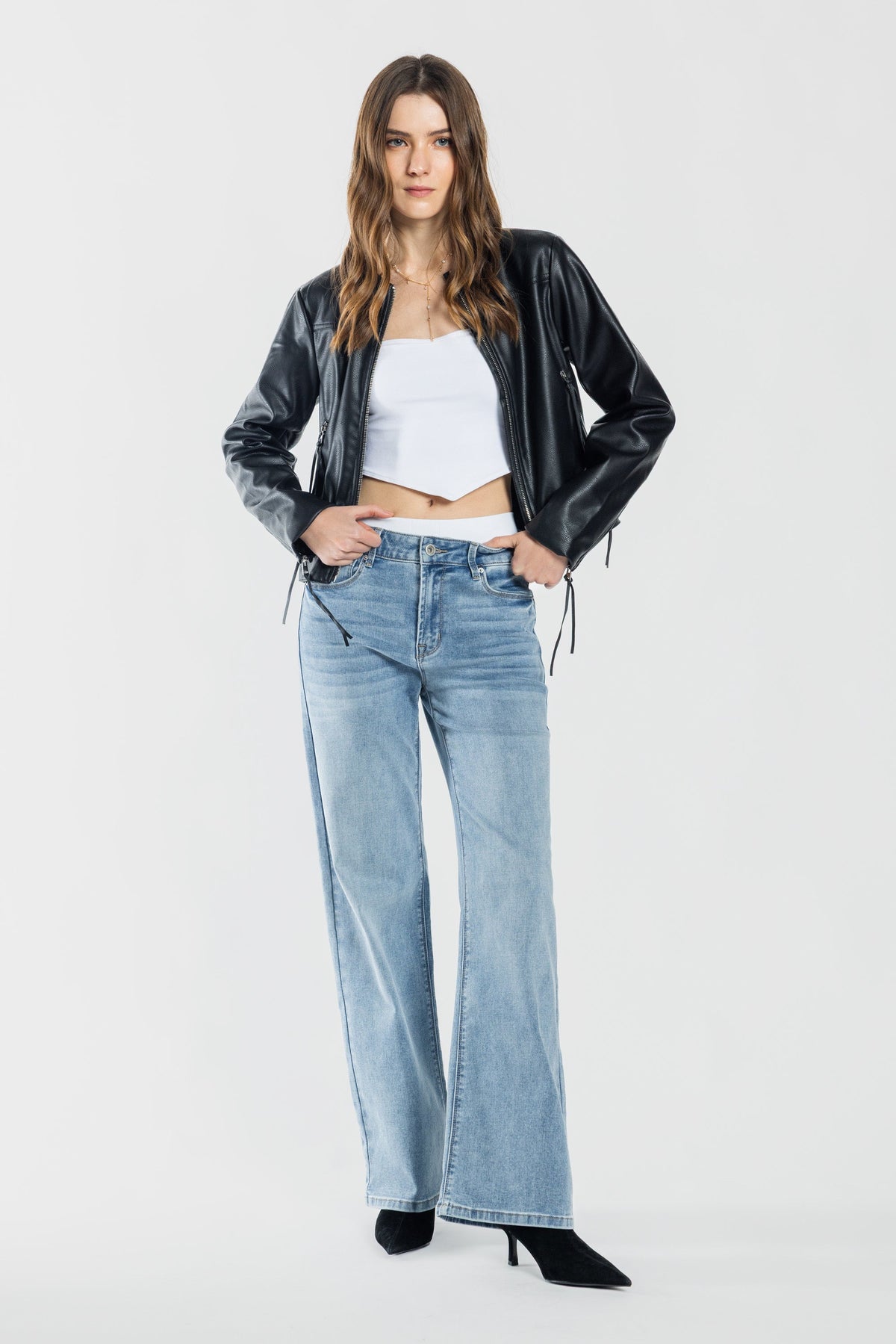The Rosalie Jean - Mid Rise Wide Leg by Enjean in multiple washes