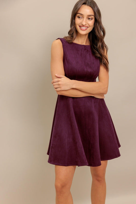 Wine Faux Suede Mini Dress