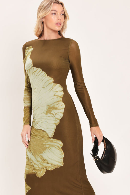 Contour Mesh Midi Dress