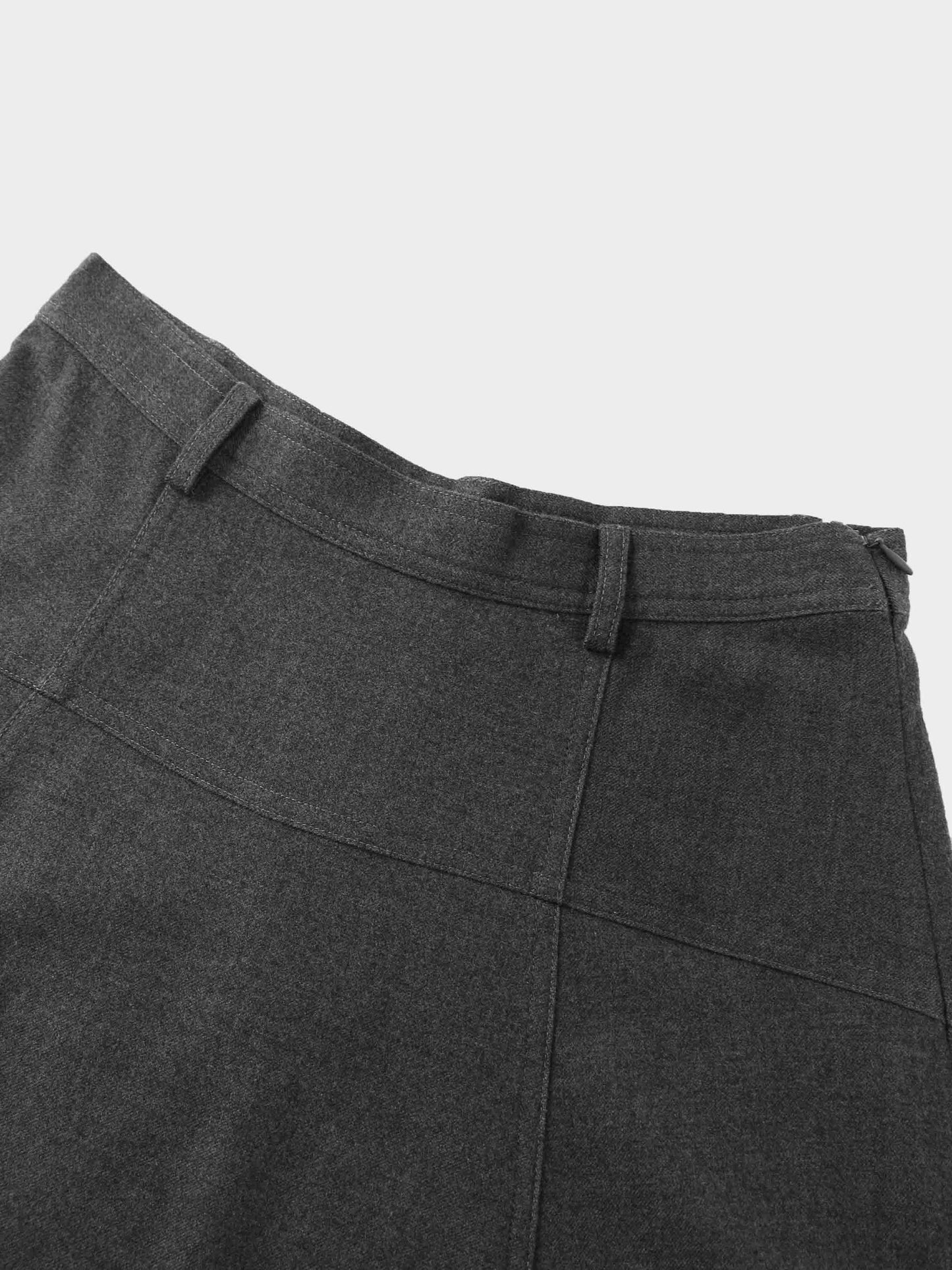 Wool Blend Yoke Skirt 37"-Grey-2