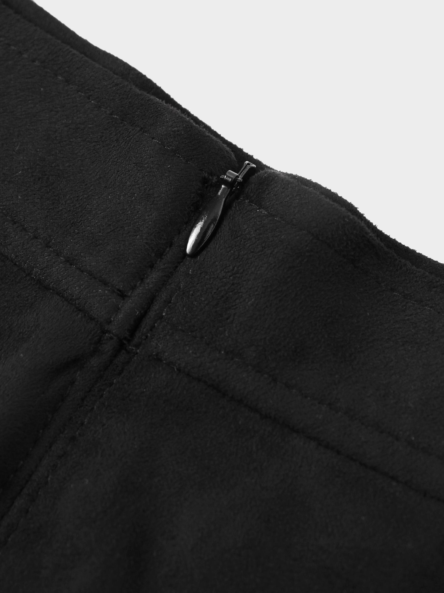 Suede Trumpet Skirt-Black-3