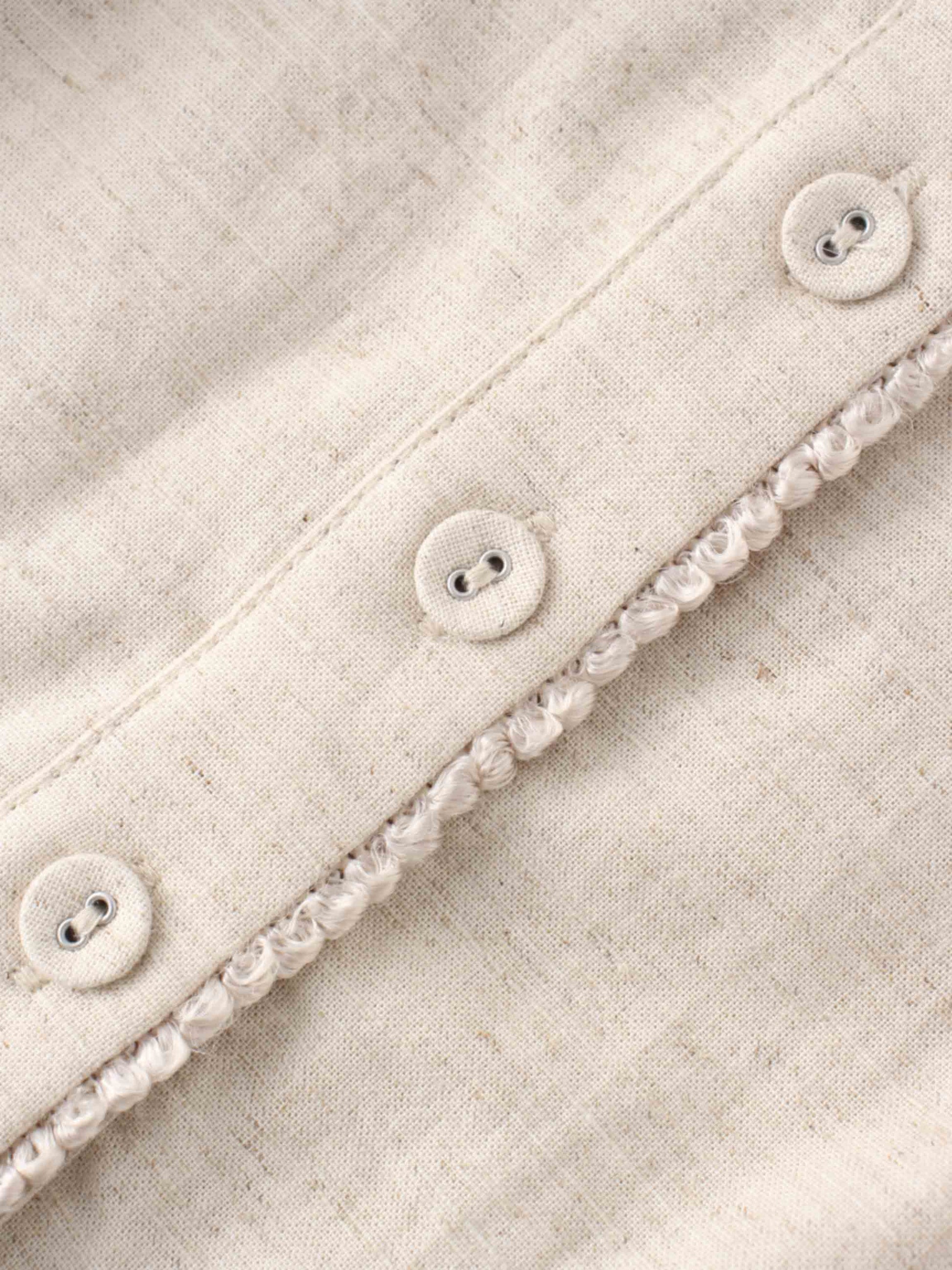 Piped Design Yoke Dress-Oatmeal-3