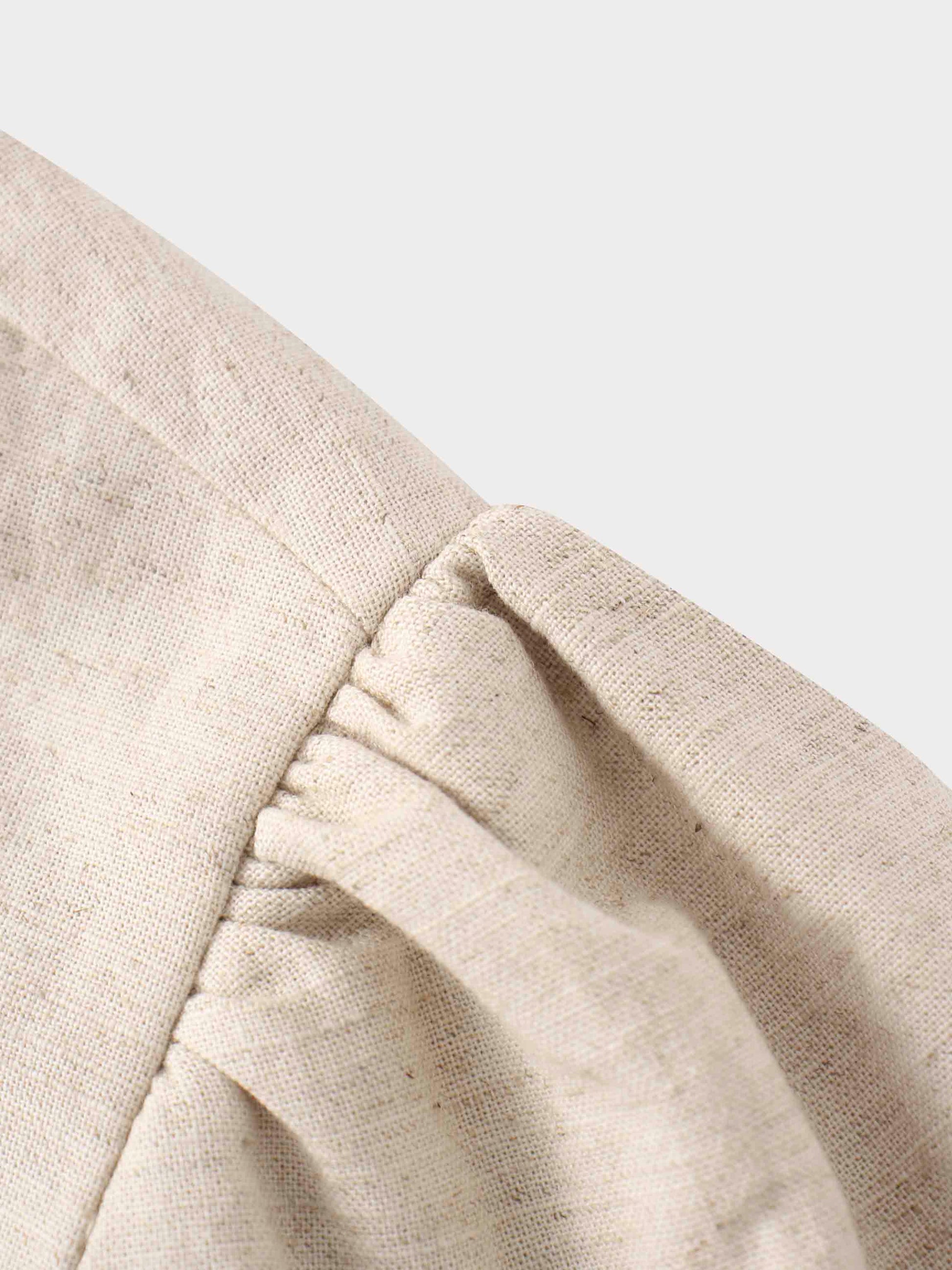 Piped Design Yoke Dress-Oatmeal-4