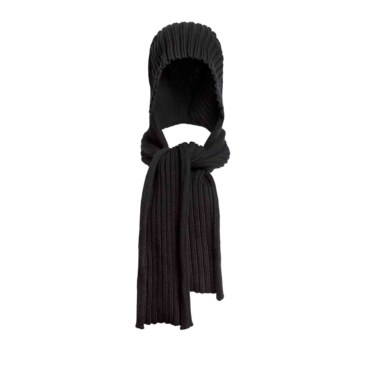Black Knitted Hat-Scarf-2