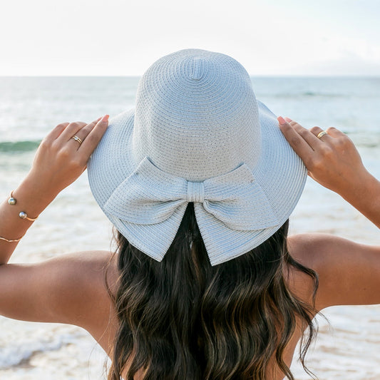 Foldable Back Bow Sun Hat in multiple colors