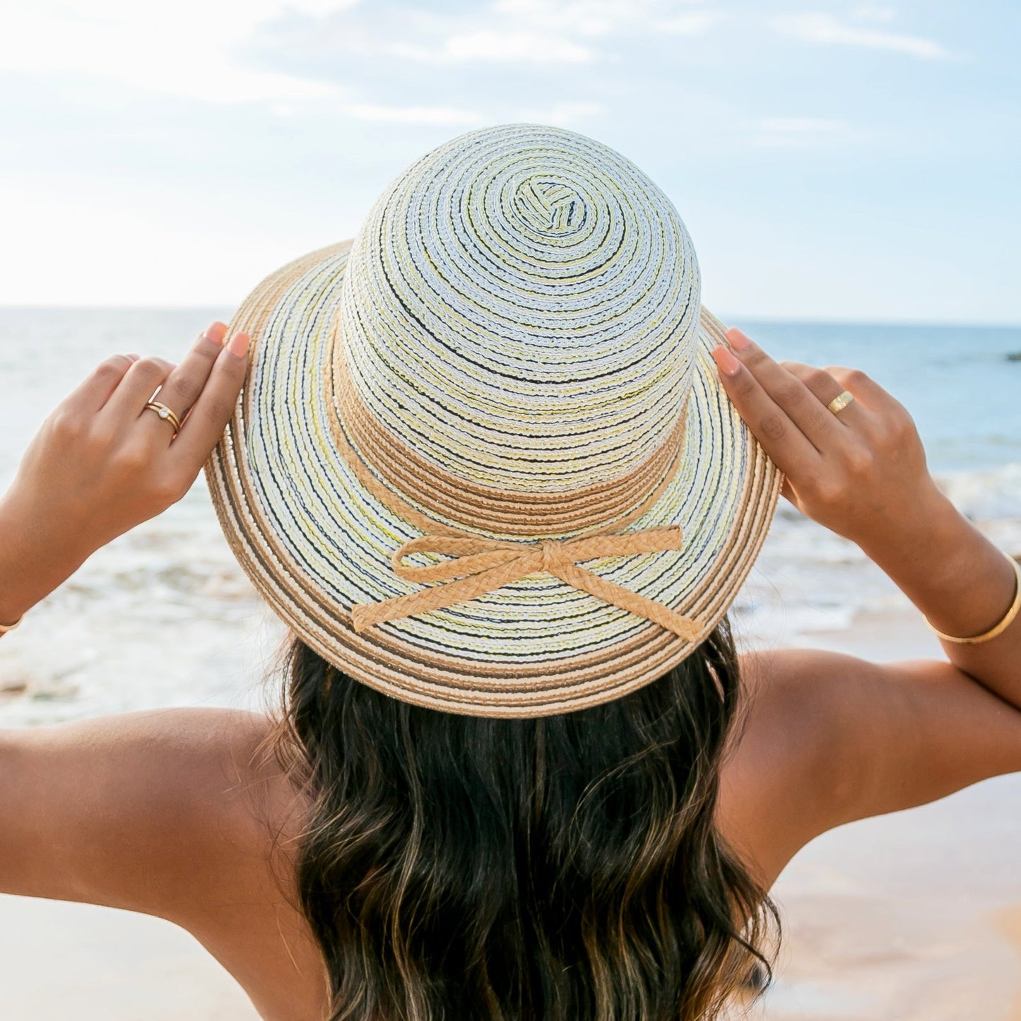 Foldable Multi-Stripe Sun Hat in multiple colors