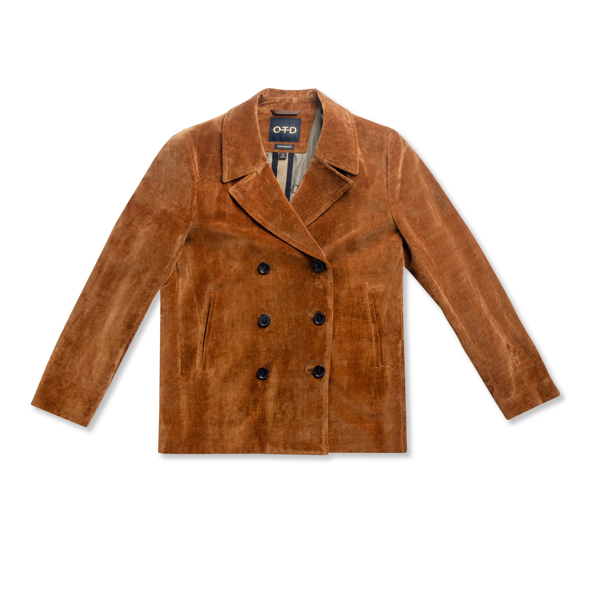 Linen-Blend Velvet Peacoat-1