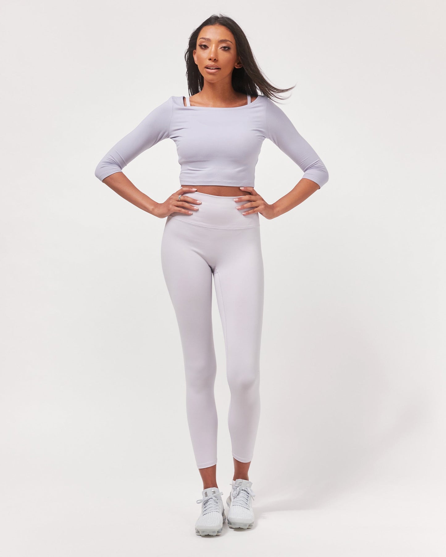 Open Shoulder 3/4 Sleeve Workout Top in multiple colors